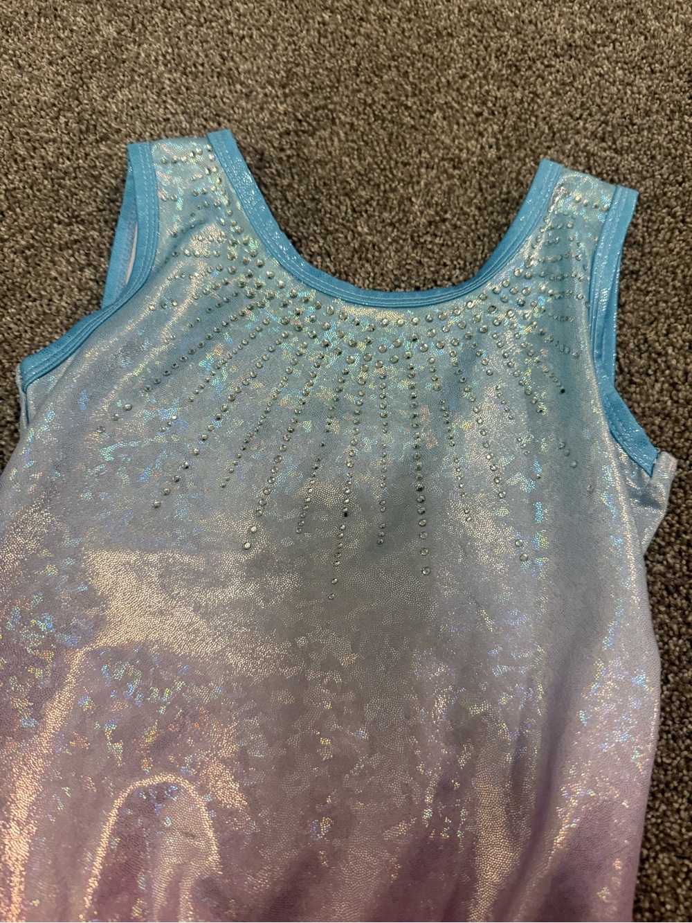 Girls Blue to Pink Ombre Sparkle Gymnastics Leotard Sz CL - Picture 4 of 5